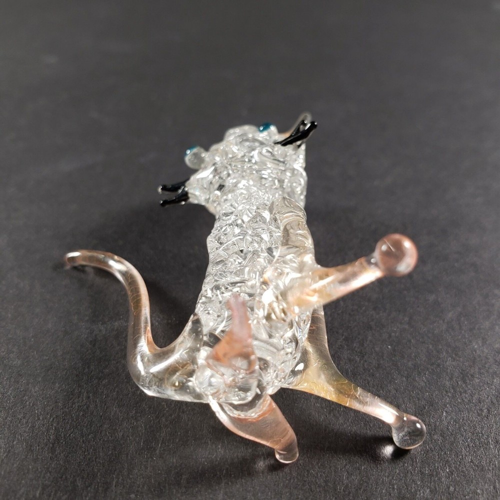 Vintage Whimsical Art Glass Cat Figurine 2" Very Delicate Unknown Brand Artist‎ - Picture 7 of 8